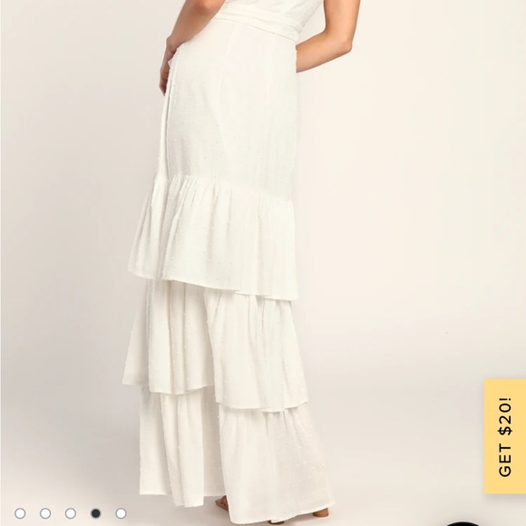 Romantic Dreams White Ruffled Tiered Swiss Dot Maxi Dress - Picture 4 of 5